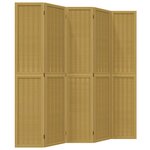 vidaXL Cloison de séparation 5 panneaux marron bois paulownia massif
