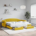 vidaXL Lit de jour avec gigogne et tiroirs jaune 90x200 cm velours