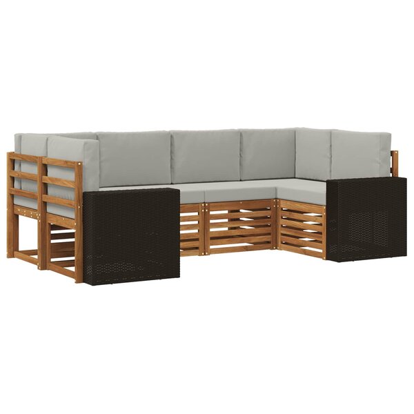 vidaXL Ensemble de canapés d'extérieur 6 pc Naturel et gris clair