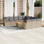 vidaXL Salon de jardin avec coussins 12 Pièces beige résine tressée