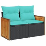 vidaXL Salon de jardin 8 Pièces avec coussins noir résine tressée