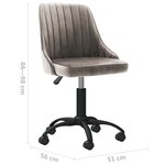 Vidaxl chaise pivotante de salle à manger gris clair velours