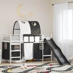 vidaXL Lit mezzanine pour enfants Blanc et Noir 99 5 x 190 cm Métал