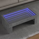 vidaXL Table basse avec LED infini gris béton 90x50x30 cm