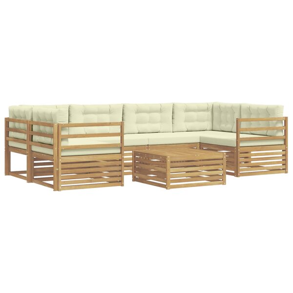 vidaXL Ensemble de canapés d'extérieur 7 Pièces Blanc et crème Polyester