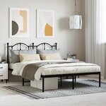 vidaXL Cadre de lit métal avec tête de lit noir 140x190 cm