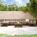 vidaXL Salon de jardin 8 Pièces avec coussins marron miel bois massif
