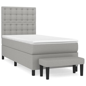 vidaXL Sommier à lattes de lit et matelas Gris clair 90x190 cm Tissu