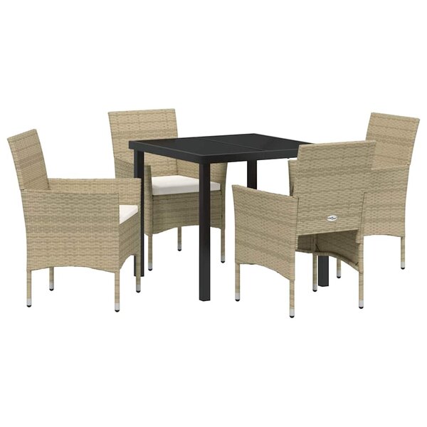 vidaXL Ensemble de salle à manger pour jardin 5 Pièces Beige Poly rotin