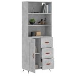 vidaXL Buffet haut Gris béton 69 5x34x180 cm Bois d'ingénierie