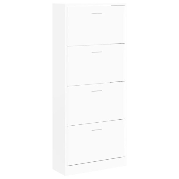 vidaXL Armoire à chaussures Blanc 63x24x147 cm Bois d'ingénierie
