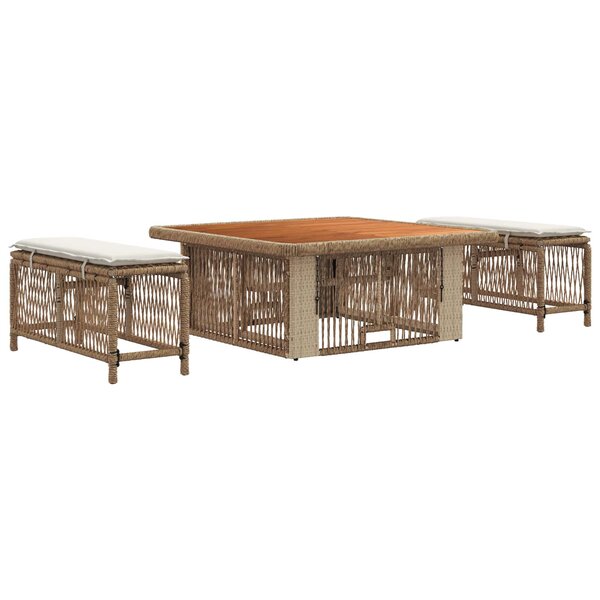 vidaXL Ensemble de salle à manger pour jardin 3 Pièces Beige et crème