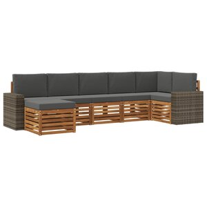 vidaXL Ensemble de canapé d'angle 7 Pièces Naturel et Anthracite