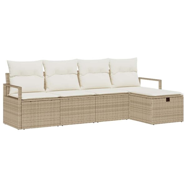 vidaXL Ensemble de Canapés avec coussin 5 Pièces Beige et crème polyrotin