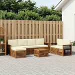 vidaXL Ensemble de canapés d'extérieur 7 Pièces Naturel et Crème