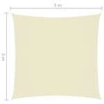 Vidaxl voile de parasol tissu oxford carré 3x3 m crème