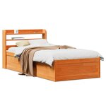 vidaXL Cadre de lit et tête de lit cire marron 100x200 cm bois de pin