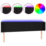 vidaXL Tête de lit à LED Noir 183x16x78/88 cm Tissu