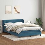 vidaXL Sommier à lattes de lit et matelas bleu foncé 140x220cm velours