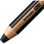 Crayon WOODY 3 en 1 Extra large noir de bougie STABILO