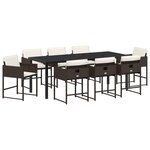 vidaXL Ensemble de jardin 9 pièces avec coussins bruns en poly rattan