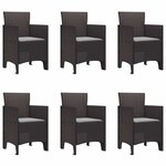 vidaXL Ensemble de salle à manger pour jardin 7 Pièces Marron Rattan Polt