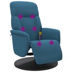vidaXL Fauteuil inclinable de massage avec repose-pied bleu velours