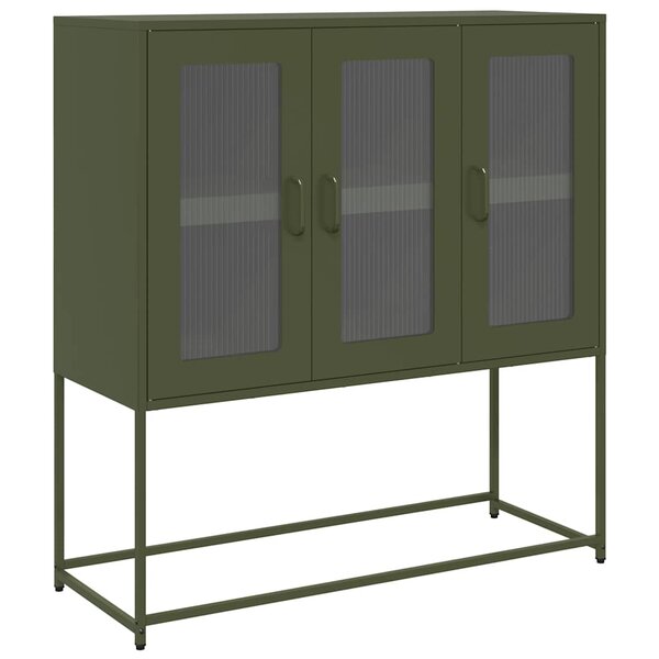 vidaXL Buffet vert olive 100 5x39x107 cm acier laminé à froid
