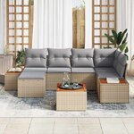vidaXL Ensemble de canapé de jardin 7 Pièces beige et gris clair
