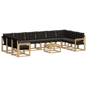 vidaXL Ensemble de canapés d'extérieur 11 Pièces Blanc et noir