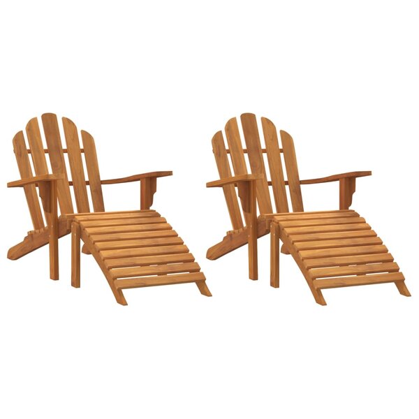 vidaXL Chaises de jardin Adirondack et repose-pieds 2 Pièces teck solide