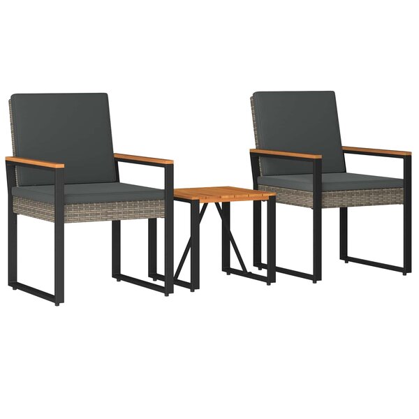 vidaXL Ensemble de meubles d'extérieur 3 Pièces Gris et Gris foncé