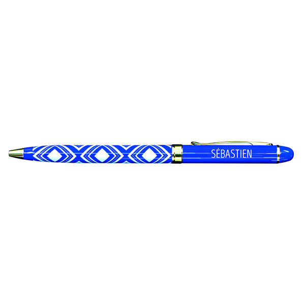 Stylo fin en métal laqué bleu - Sébastien