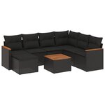 vidaXL Salon de jardin 8 Pièces avec coussins noir résine tressée