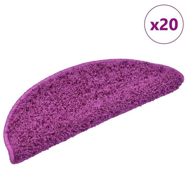 vidaXL Tapis d'escalier 20 Pièces violet 65x21x4 cm