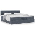 VidaXL Cadre de lit ottoman avec matelas gris foncé 200x200 cm velours