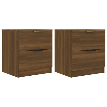 vidaXL Tables de chevet 2 Pièces Chêne marron Bois d'ingénierie