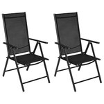 vidaXL Chaises pliables de jardin lot de 2 Aluminium et textilène Noir
