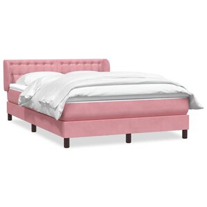 vidaXL Sommier à lattes de lit avec matelas rose 160x220 cm velours