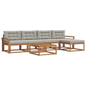 vidaXL Ensemble de canapés d'extérieur 6 Pièces Gris Naturel et Clair