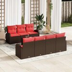 vidaXL Ensemble de Canapés 8 Pièces Marron et rouge Polyester
