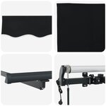 vidaXL Auvent Rétractable Noir 300 x 250 cm Tissu et Aluminium