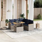 vidaXL Salon de jardin 6 Pièces avec coussins gris résine tressée