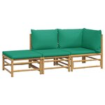 Salon de jardin meuble d'extérieur ensemble de mobilier 3 pièces avec coussins vert bambou 02_0016015