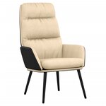 vidaXL Chaise de relaxation avec tabouret Crème Tissu et similicuir