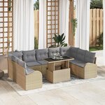 vidaXL Ensemble de canapé de jardin 10 Pièces Beige Poly rotin