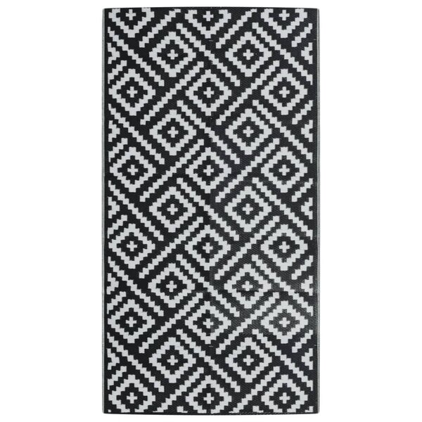 vidaXL Tapis d'extérieur ARAKIL Blanc et noir 80x150 cm PP