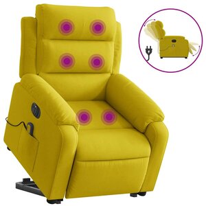 vidaXL Fauteuil inclinable de massage électrique jaune velours