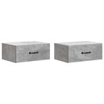 vidaXL Cabinet de chevet mural 2 Pièces Gris béton 49 x 34 5 x 20 cm