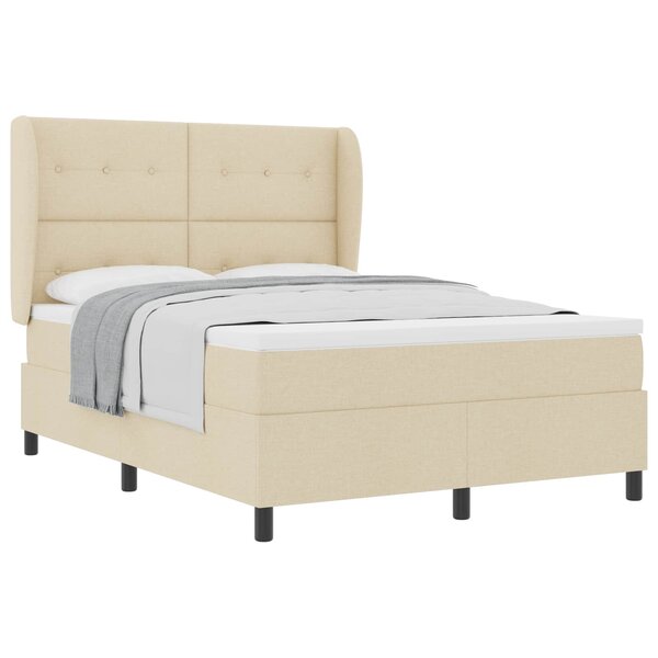vidaXL Lit à ressorts avec matelas Crème 140 x 190 cm tissu